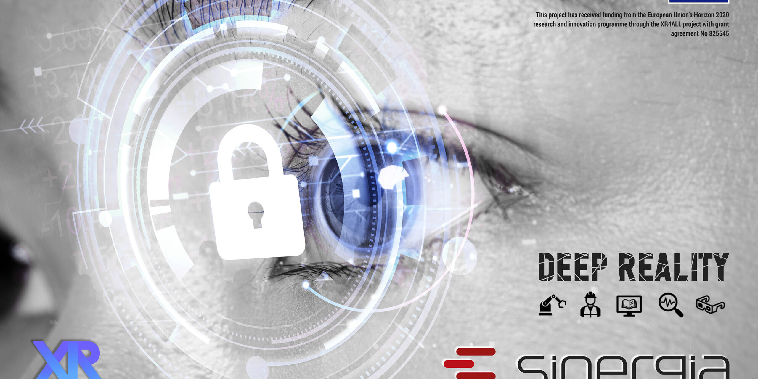 Woman’s eye with smart contact lens biometric secu technol