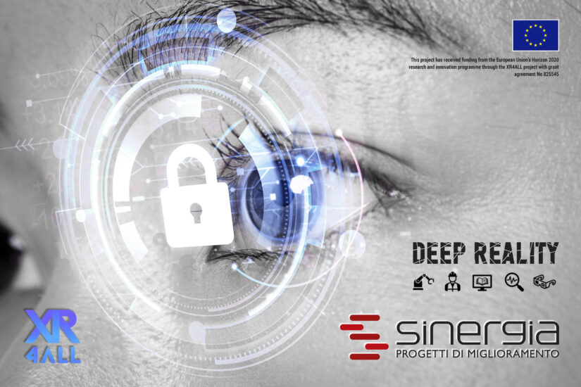 Woman’s eye with smart contact lens biometric secu technol